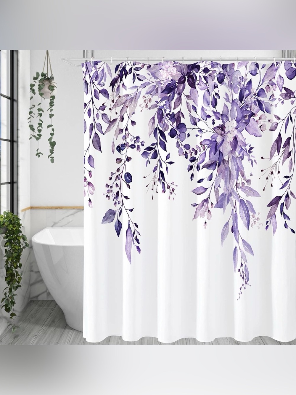 NWOT 72” x 72” Floral Purple Shower Curtain - Elegant Botanical Design